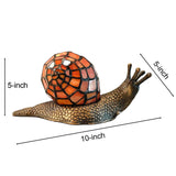 Bieye L10963 Land Snail Tiffany Style Stained Glass Accent Table Lamp for Home Decor (Orange, 10" D x 5" W x 5" H) Bieye