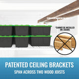 MonsterRax Overhead Garage Storage Racks 3x8’ (2-Pack) Ceiling Mounted Shelving, Adjustable Hanging Organizer, Heavy Duty Steel, Holds 500 Pounds, Color: White, Adjustable from 24"-45" off the Ceiling MonsterRAX Storage Solutions