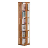 Athena Collection Rotating Bamboo Bookshelf, 6-Tier Floorstanding Corner Bookcase, 360-Degree Modern Open Book Storage Rack for Living Room Bedroom Office Furniture, Brown Athena Collection