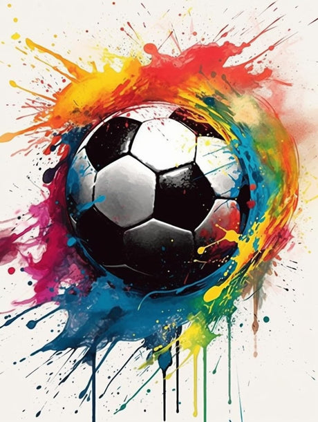 Generic Diamond Art Painting Colorful Paint Splash Ink Soccer Ball Football Black Kit for Adults Diamond Art Painting by Number Kits Gem Art Wall Home Decor(Canvas 11.8 x15.8inch) Generic