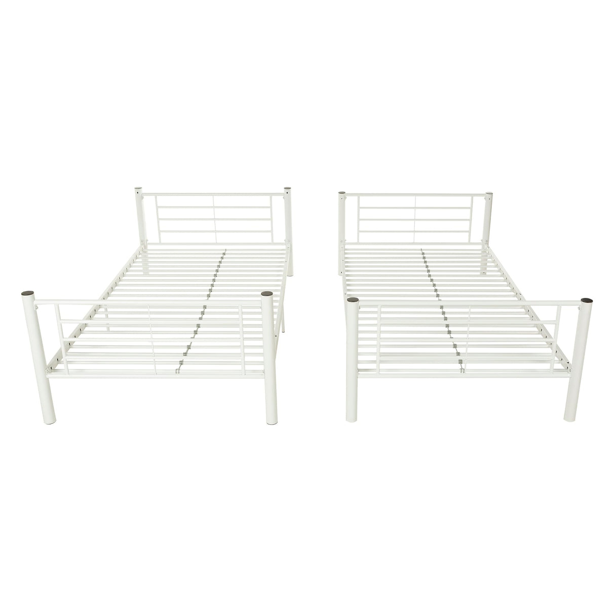 Walker Edison Elodie Urban Industrial Twin over Twin Metal Bunk Bed, Twin over Twin, White Walker Edison