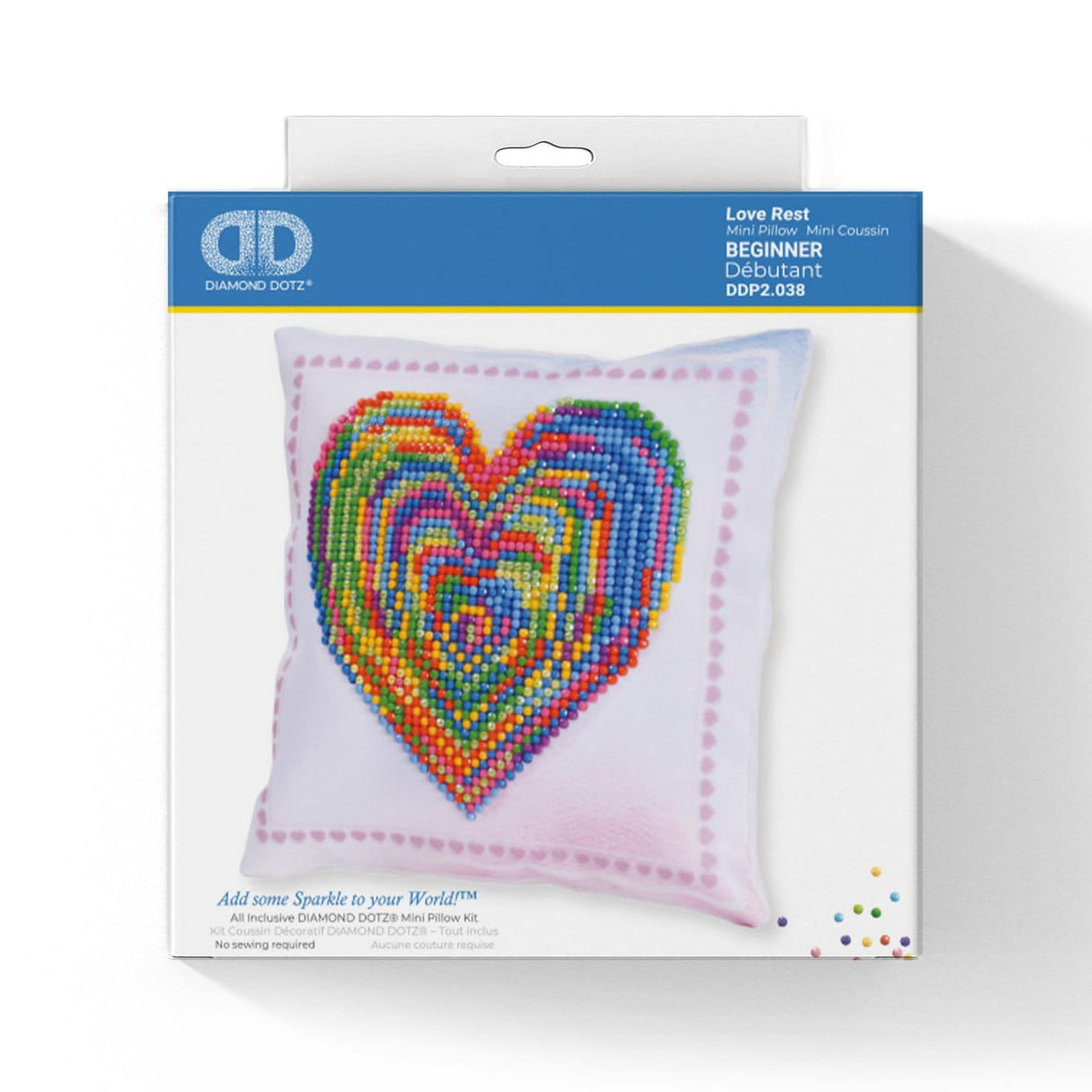 DIAMOND DOTZ Kits - Love Rest Mini Pillow, Partial Drill, Round Dotz, Diamond Painting Kits, Diamond Art Kits for Adults, Valentines Diamond Painting, Diamond Art, Kits, 7"x7" DIAMOND DOTZ