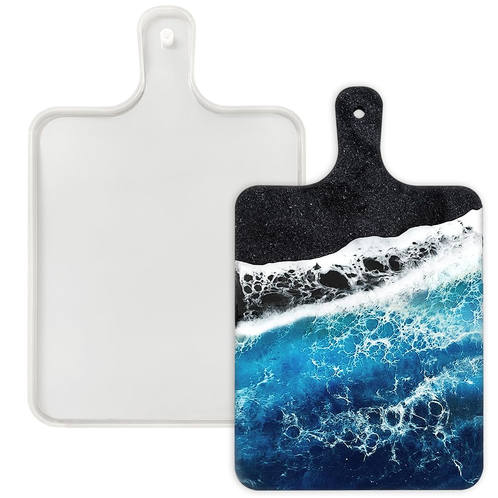 RESINWORLD 13.18'' x 8.26'' x 0.5'' Charcuterie Board Mold, Large Deep Searving Tray Silicone Molds for Epoxy Resin, Cutting Board Mold for Resin, Serving Board Resin Silicone Mold ResinWorld