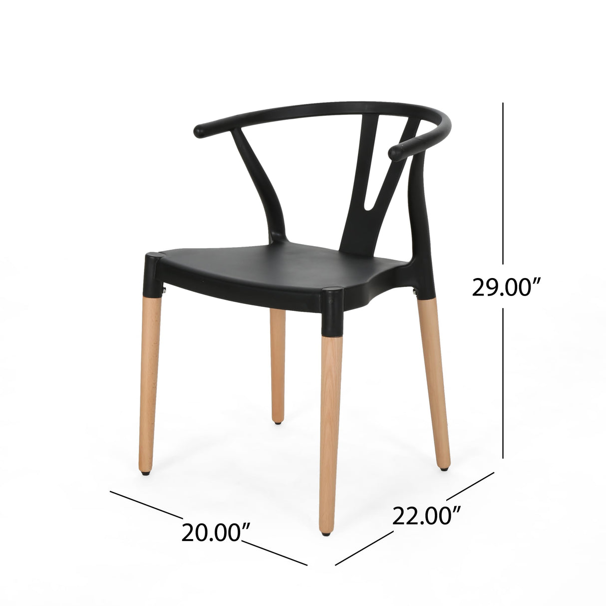 Christopher Knight Home Victoria Modern Dining Chair with Beech Wood Legs (Set of 2), Black and Natural Finish Christopher Knight Home