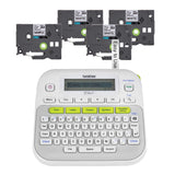 Brother P-Touch, PTD210, Easy-to-Use Label Maker Bundle (4 Label Tapes Included), White, Small Brother
