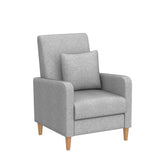 COLAMY Modern Upholstered Accent Chair Armchair with Pillow, Fabric Reading Living Room Side Chair,Single Sofa with Wood Legs, Light Grey COLAMY
