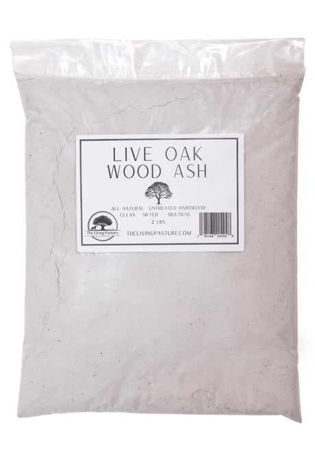 Live Oak Wood Ash - All Natural Clean Sifted Premium MultiUse Hardwood Ashes (2 lbs) The Living Pasture