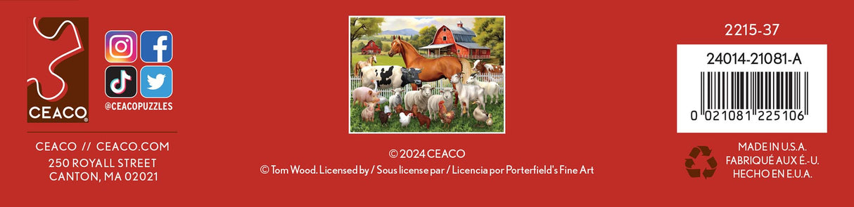 Ceaco - Tom Wood - Farm Animal Friends - 300 Oversized Piece Jigsaw Puzzle Ceaco