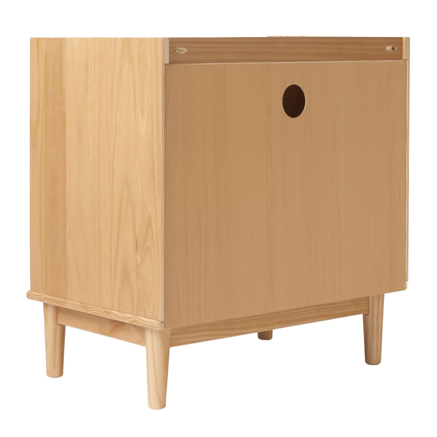 Walker Edison Blythe Mid-Century Modern Tray-Top Storage Nightstand, 25 Inch, Natural Pine - WoodArtSupply