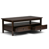 SIMPLIHOME Warm Shaker SOLID WOOD 48 inch Wide Rectangle Rustic Coffee Table in Tobacco Brown, for the Living Room and Family Room SIMPLIHOME