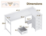Casaottima L Shaped Desk with 4 Drawers, 47" White Computer Desk with Storage, Reversible Kids Study Table with CPU Stand & Hook, Corner Work Table for Home Office Casaottima