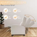 Dopinmin Recliner Chair Breathable Padded PU Leather Massage Single Sofa Recliners for Small Recliner Chair with Footrest Home Theater Seating for Bedroom Living Room,Beige Dopinmin