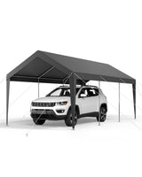 VEVOR Carport, 10 x 20 FT Outdoor Car Canopy, Potable Carport, Heavy Duty Galvanized Car Shelter, UV-Resistant & Water-Resistant, All-Season Protection, Storage Shed for Car Boat Motorcycle Grey VEVOR