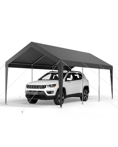 VEVOR Carport, 10 x 20 FT Outdoor Car Canopy, Potable Carport, Heavy Duty Galvanized Car Shelter, UV-Resistant & Water-Resistant, All-Season Protection, Storage Shed for Car Boat Motorcycle Grey VEVOR
