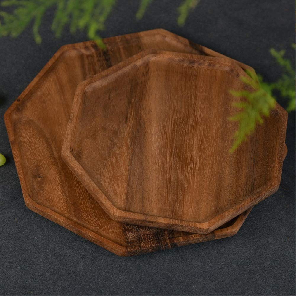 Set of 2 Acacia Wooden Serving Tray Vegetable Fruit Platter Decor Wood Trays Square Dessert Plates Food Dish Serving Platters Cheese Board Party Trays Charger Plate Wooden Charcuterie Boards  - WoodArtSupply