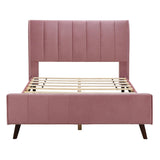 Favfurish Full Size Upholstered Platform Bed with Tufted Headboard and Footboard,Velvet Bedframe w/Mattress Foundation,Wood Slat Support,No Box Spring Needed, Bedroom/Guest Room, Pink Favfurish