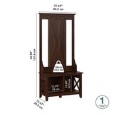 Bush Furniture Key West Hall Tree with Shoe Storage Bench in Bing Cherry, Entryway Organizer for Home, Multi-Purpose Storage Solution with Seating and Hooks Bush Home
