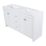 Spring Mill Cabinets Lonsdale 60-Inch Double-Sink Bathroom Vanity with White Top, 2 Soft-Close Cabinets, 3 Drawers, 60.5" W x 18.75" D, White Spring Mill Cabinets