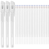 Heat Erasable Fabric White Marking Pens with 20 Refills for Tailors Sewing and Quilting Dressmaking, White Heat Erase Pens of Fabrics. iHMeiju