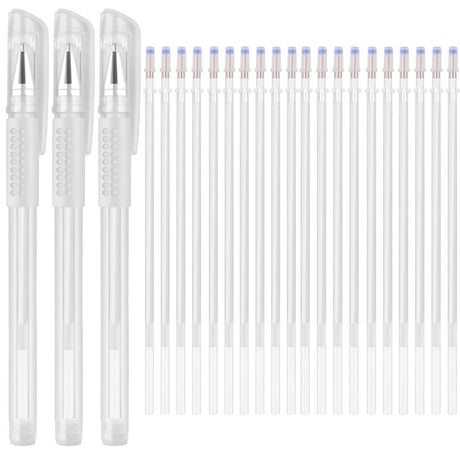 Heat Erasable Fabric White Marking Pens with 20 Refills for Tailors Sewing and Quilting Dressmaking, White Heat Erase Pens of Fabrics. iHMeiju