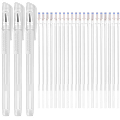 Heat Erasable Fabric White Marking Pens with 20 Refills for Tailors Sewing and Quilting Dressmaking, White Heat Erase Pens of Fabrics.