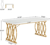 Tribesigns Executive Desk, 63" W Large Computer Desk, Modern Office Desk Conference Table Meeting Room Table, Business Furniture for Home Office, White and Gold Tribesigns