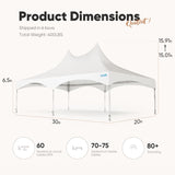 Quictent 20x30ft High Peak Frame Party Tent Fire Retardant Outdoor Heavy Duty Canopy Tent White Vinyl, 100 Person Capacity Tent for Parties, Weddings,Events, Commercial and Residential Use(no Sides) Quictent