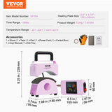 VEVOR Hat Press Machine, Mini Hat Heat Press for Caps with Integrated Control Panel, Cap Heat Press Machine with 5.9x3.15 inch Curved Heating Plate, Safety Base, and Glove, Automatic Shut-Off, Purple VEVOR