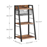 HOOBRO 3-Tier Ladder Shelf, Floor Standing Bookshelf, Storage Shelf with Drawer, Bookcase, Corner Bookshelf, Space Saver, for Bathroom, Living Room, Study, Office, Rustic Brown and Black BF09CJ01 HOOBRO