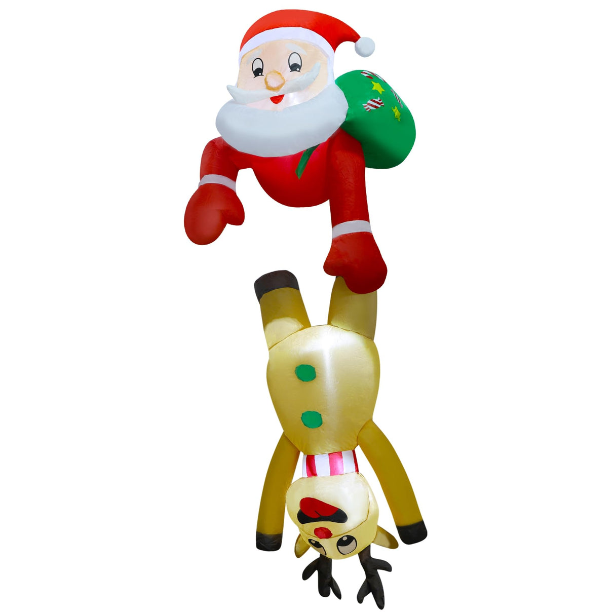 DR.DUDU 7 FT Christmas Inflatable Outdoor Decorations, Blow Up Santa Claus with Reindeer Hanging Xmas Inflatables Decor with LED Lights for Yard Lawn Porch Garden Holiday Party DR.DUDU