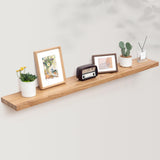 Axeman 55 Inch Fireplace Mantel Shelf - 8 Inch Deep Rustic Solid Elm Wood Floating Shelf, Wall Mounted Farmhouse Display Shelf with Invisible Heavy Duty Metal Bracket, Natural Axeman
