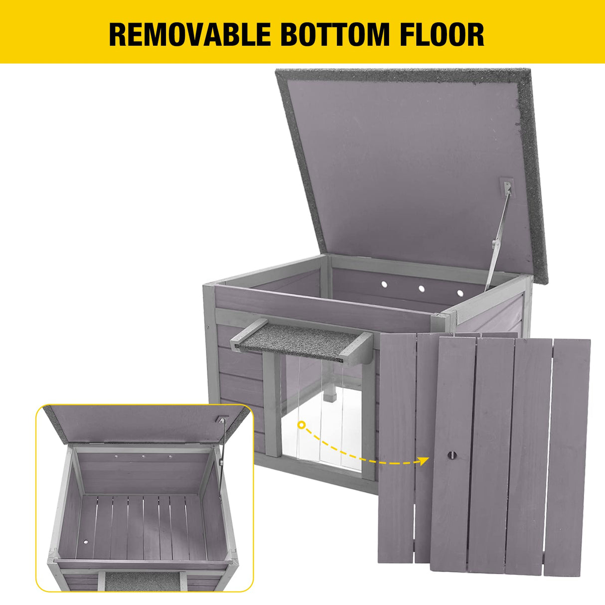 Aivituvin Outdoor Cat House,Wooden Cat Houses for Outdoor Cats,Weatherproof Feral Cat House Outdoor with Opening Top,Perfect for Feral Cats and Outdoor Pets Aivituvin