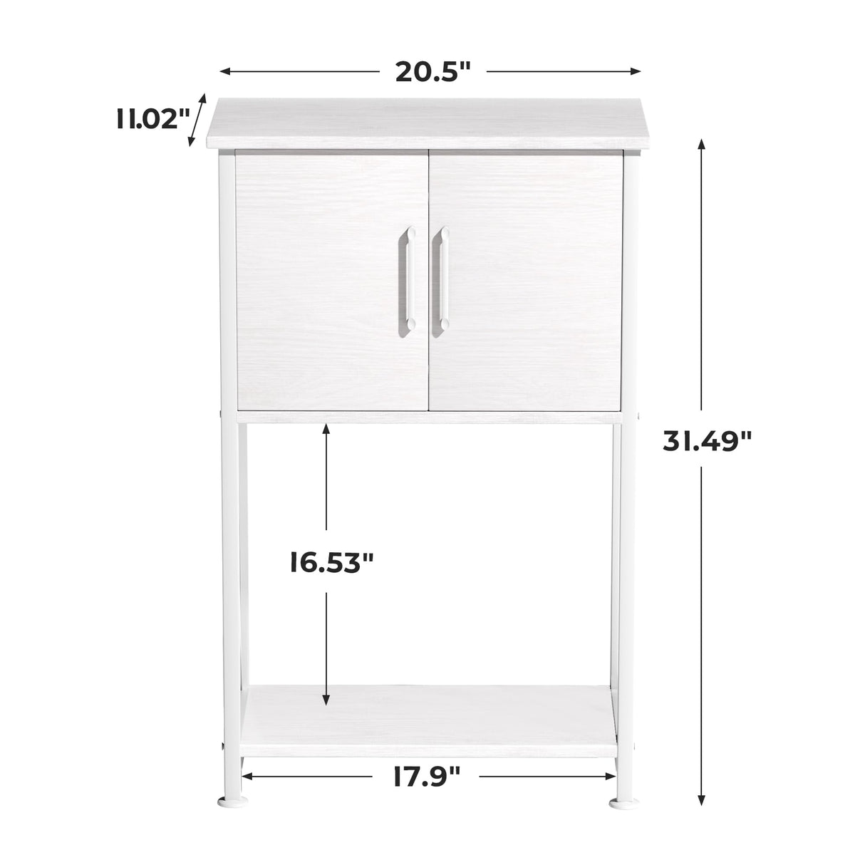 Herture 5-10 Gallon Fish Tank Stand, Metal Double Aquarium Stand with Cabinet for Fish Tank Accessories Storage, Heavy Duty 20.5" L* 11.02" W Tabletop, 500LBS Capacity White PG06YGW Herture