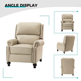 HULALA HOME Genuine Leather Recliner Chair, Classic and Traditional Push Back Recliner Chair for Living Room, Adjustable Leather Cigar Reclining Vintage with Nail Head Trim,Beige-S2 HULALA HOME