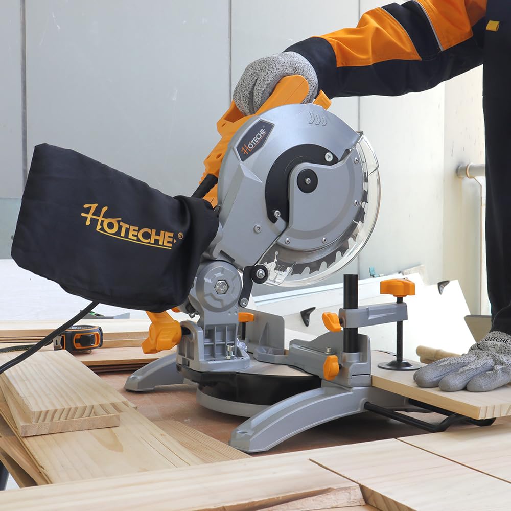 Hoteche Miter Saw 8-1/4-Inch Table Saw 11-Amp Single Bevel Compound Saw Chop Wood Circular Saw with Saw Blade Hoteche