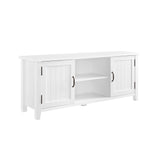 Walker Edison Buren Classic Grooved Door TV Stand for TVs up to 65 Inches, 58 Inch, Solid White Walker Edison