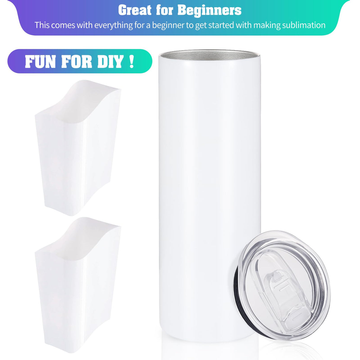 YOUKE OLA 16 Pack Sublimation Tumblers Straight Skinny Tumbler Blanks Bulk 20oz for Heat Transfer, Individual Gift Boxed, Double Wall Insulated Tumbler with Shrink Wrap & Straws YOUKE OLA