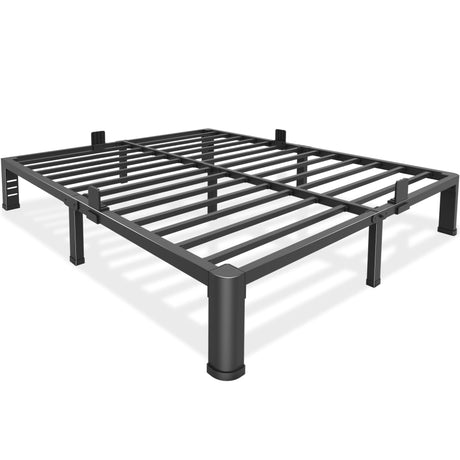 Bilily Metal Bed Frame Queen Size,12 Inch Queen Bed Frame with Round Corner Legs,Heavy Duty Steel Slats Support Platform Bed,No Box Spring Needed,Easy Assembly,Noise-Free,Headboard Compatible,Black Bilily