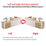 L Shaped Reception Desk,Modern Receptionist Desk with LED Lights & Lockable Drawer Retail Checkout Counter for Salon Reception Room Store Company Front Generic