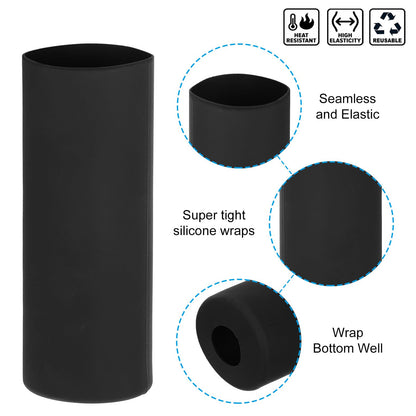 PATIKIL Silicone Sublimation Tumblers Sleeve, 2 Pcs Heat Resistant Seamless Tumblers Wrap for 20 Oz Skinny Sublimation Blank Cups, Black - WoodArtSupply