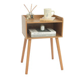 MaxSmeo Nightstand, Mid Century Modern Side Table Bedroom with Storage, Small End Bedside Table with Solid Wood Legs for Living Room, Office Small Spaces (Brown) MaxSmeo