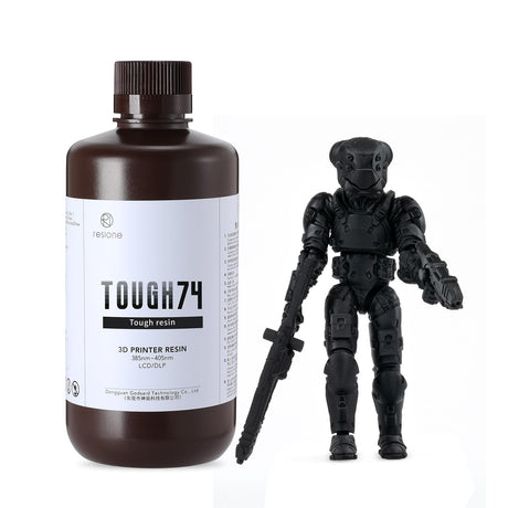 RESIONE Tough 74 3D Printer Resin, Impact-Resistant Photopolymer for LCD DLP MSLA– Wear-Resistant, Low Shrinkage, Durable Resin for Action Figures, Tabletop Miniatures & Joints, Black, 1KG RI RESIONE