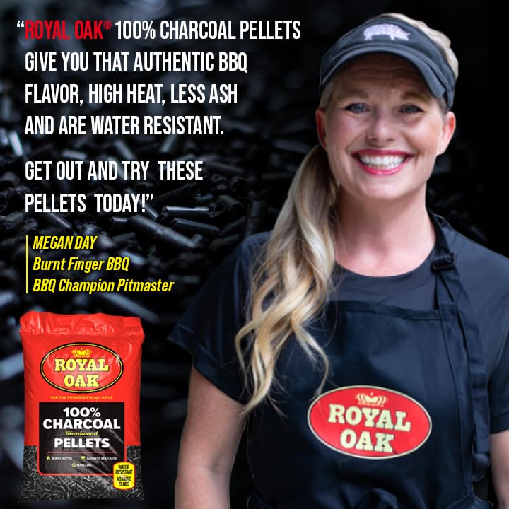 Royal Oak 100 Percent Charcoal Hardwood Pellets for Real BBQ Flavor, Grilling and Smoking, High Heat, Resists Water, Easy to Clean, 30 Pound Bag