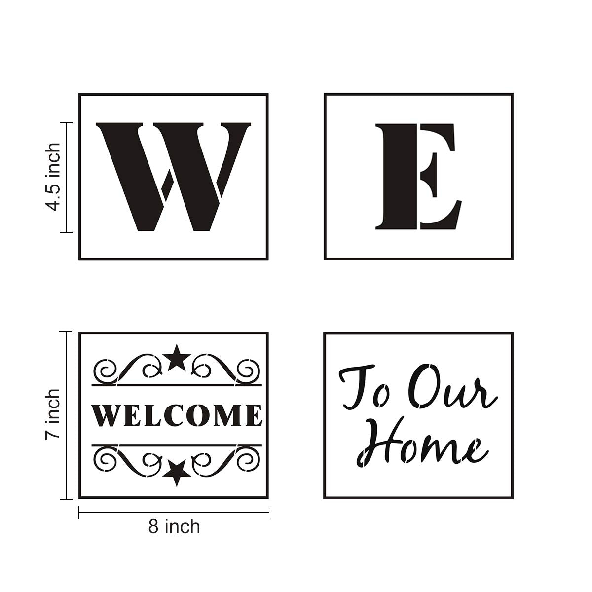 Welcome Stencils for Painting on Wood - 11 Pack Large Vertical Welcome Sign Stencil Templates for Wood Signs, Reusable Letter Stencils for Home, Patio, Porch Signs & Front Door Decorations - WoodArtSupply