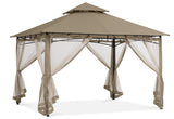 ABCCANOPY Gazebos for Patios 10x12 - Outdoor Steel Frame Gazebo with Mosquito Netting for Lawn Backyard Garden Deck (Khaki) ABCCANOPY