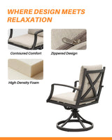 SEEHILL 9 Pieces Outdoor Dining Set, Aluminum Patio Dining Set for 8, Patio Table and Chairs Set with 2 Swivel Rocker Chairs, Patio Furniture Set with Umbrella Hole for Decks, Garden, Lawn, Gunmetal SEEHILL