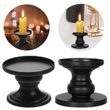 Matte Black Iron Pillar Candle Holders - Set of 2 Candlestick Holders, Metal Candle Holder for Pillar & Taper, Table Mantle Fireplace Farmhouse Home Decor Cagzzee