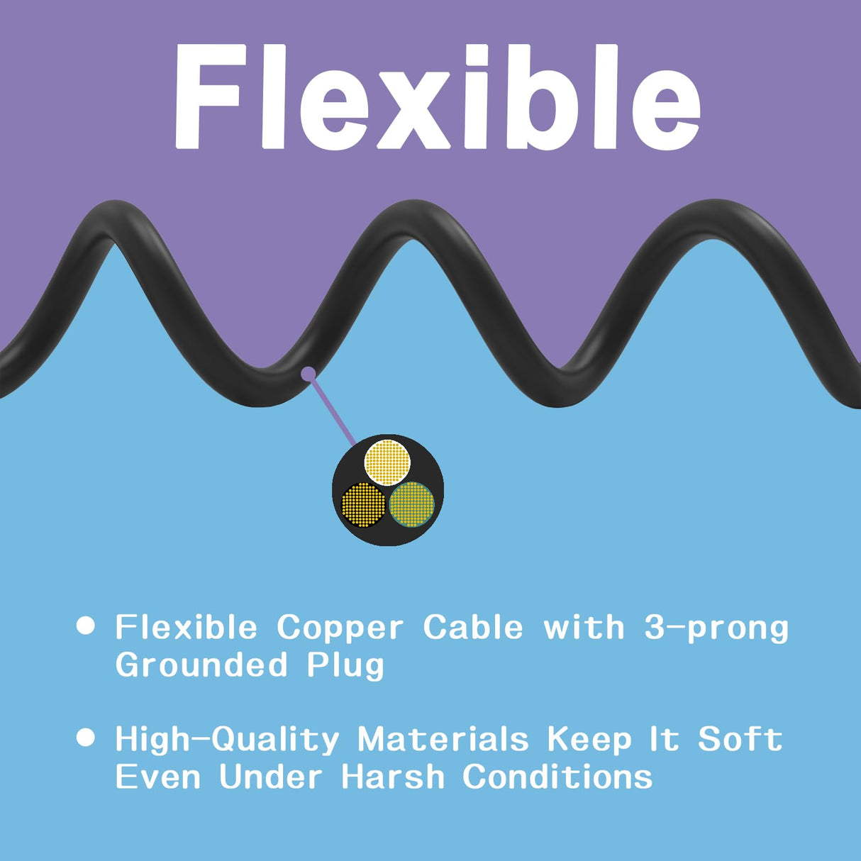 GREATIDE Indoor Outdoor Extension Cord 75 FT, 16/3 SJTW Weatherproof Black Electrical Cords, 13 AMP Heavy Duty 3 Prong Power Cable Great for Garden, Landscaping & Holiday Decorations GREATIDE