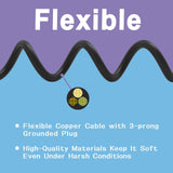 GREATIDE Indoor Outdoor Extension Cord 75 FT, 16/3 SJTW Weatherproof Black Electrical Cords, 13 AMP Heavy Duty 3 Prong Power Cable Great for Garden, Landscaping & Holiday Decorations GREATIDE