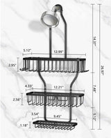 MSAICOE Shower Caddy Hanging - Never Rust Shower Hanging Organizer - Aluminum Over the ShowerHead Caddy with Soap Basket and 6 Hooks for Razor/Sponge (Black) MSAICOE